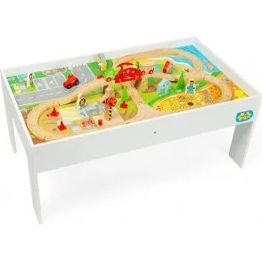 BigjigsToys Coffret de train en bois et table