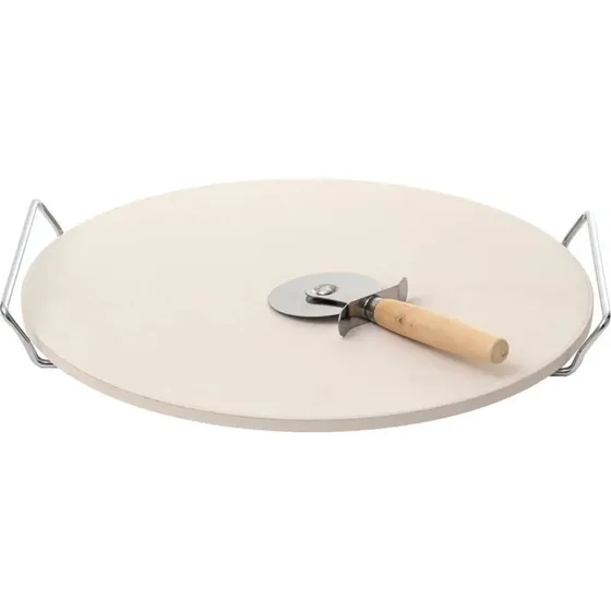 Pierre à Pizza & Roulette Grille 35cm Argent