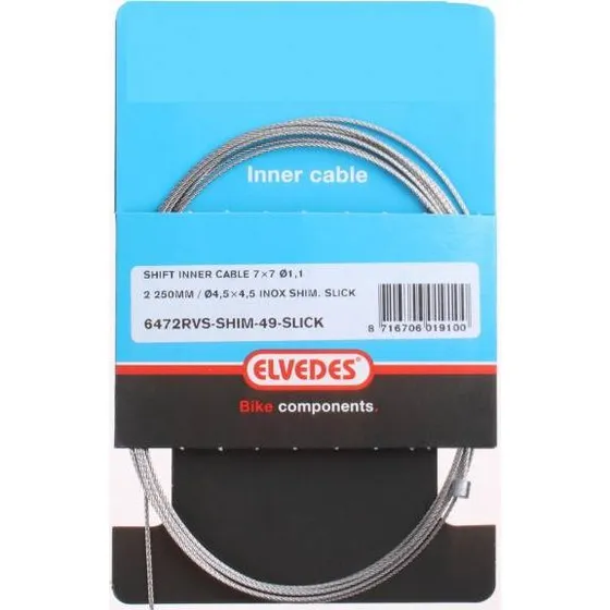 Elvedes Câble de changement 2250mm inox N-nip. 6472RVS-SHIM-49-SL