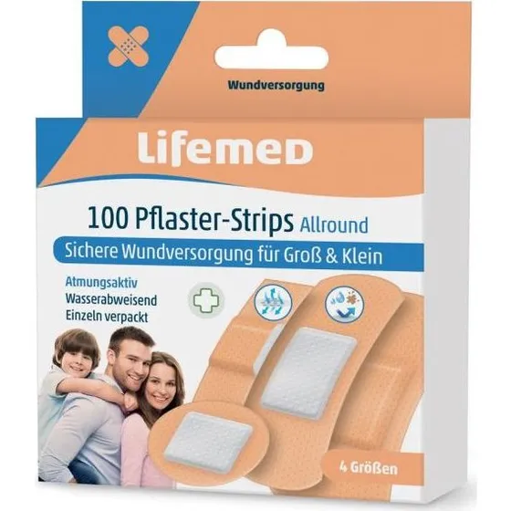 LIFEMED Allround Pansements Imperméables - 4 Tailles - Chair - Lot de 50