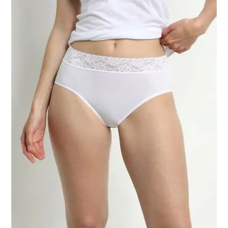 Coton Plus Féminine - Lot de 2 slips blancs taille haute