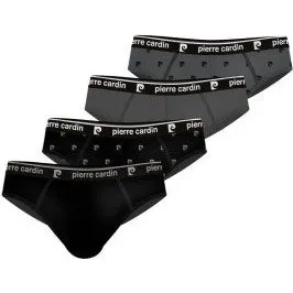 Pierre Cardin - Lot de 4 Slips Homme Coton Noir Imprimé