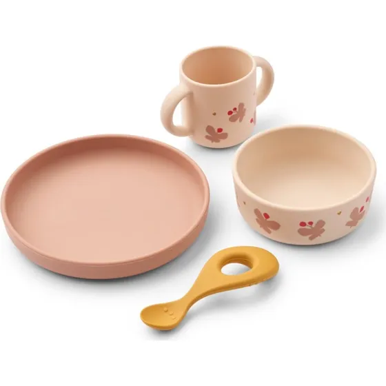 LIEWOOD Vivi Butterfly Apple Blossom - Coffret repas silicone 4 pièces