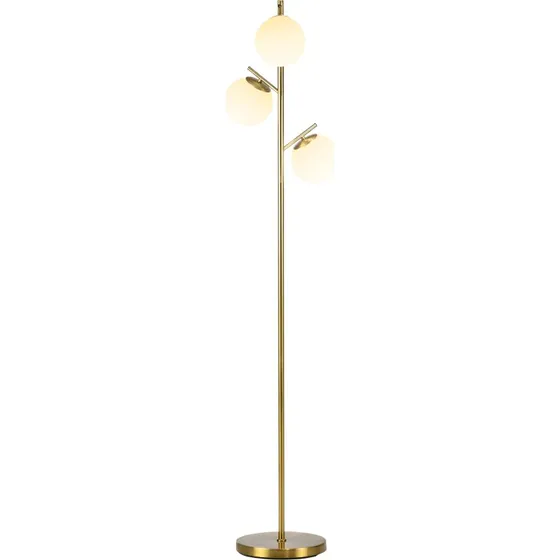 HOMCOM Lampadaire sur pied doré 3 abat-jours verre opalin 27 x 169 cm