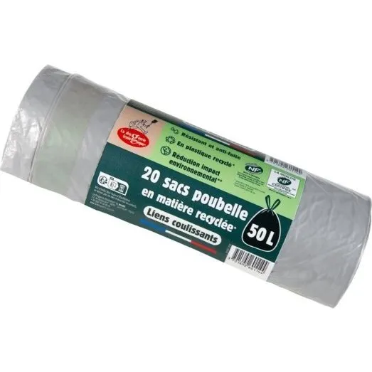 EcoPoubelle - Rouleau 20 sacs 50L matière recyclée