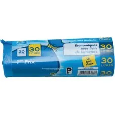 ELBE Sac Poubelle 30L X20 12 microns Bleus