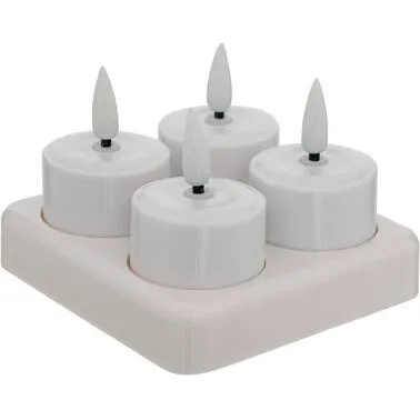 Aitor - Lot de 4 Bougies LED Rechargeables 10 cm Blanc