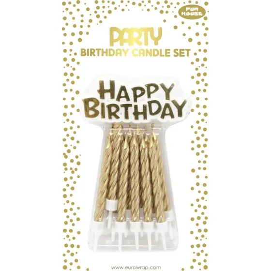 Clairfontaine Bougies d'Anniversaire Happy Birthday Or 75 mm
