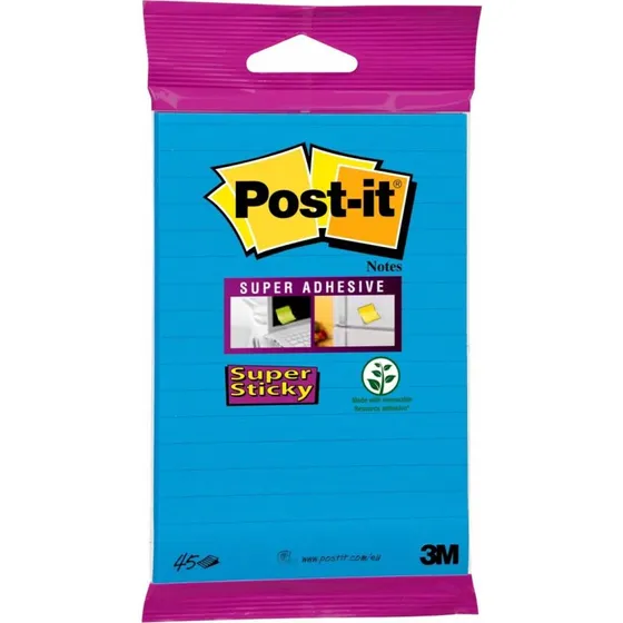 3M Post-it Super Sticky Notes 6844LNB, 102x152 mm, bleu