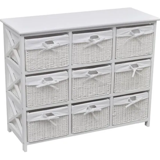 vidaXL Armoire de rangement Blanc 9 paniers