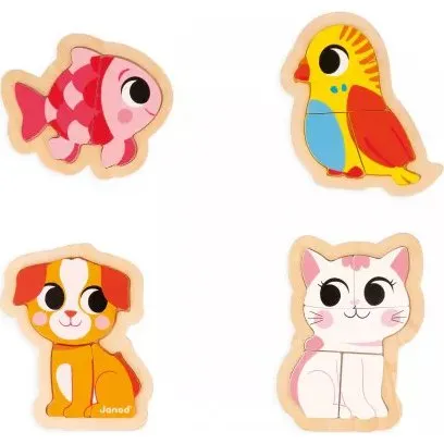 Janod - Lot de 4 puzzles évolutifs animaux de compagnie