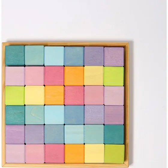 Grimm's - Blocs de construction carrés pastel (36 pièces)