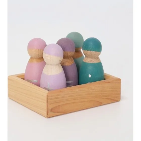 Les 5 amis mathématiques - Set de 5 blocs pastel