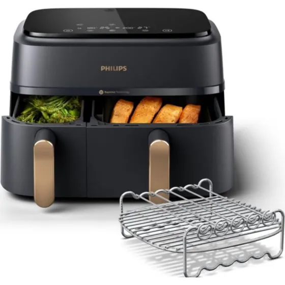 PHILIPS NA352/04 Friteuse sans huile double panier 9L Noir/Dor