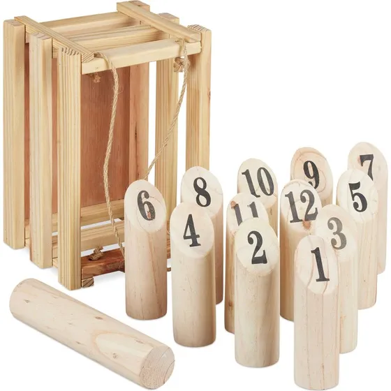 Kubb en bois avec boîte de transport
