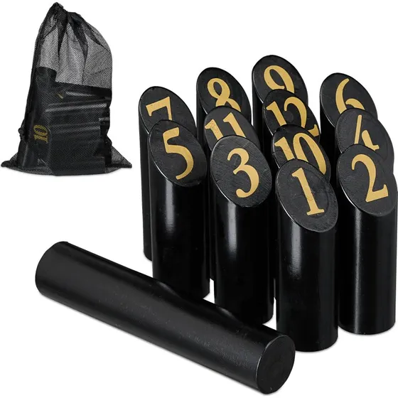 Kubb en bois noir avec sac de transport