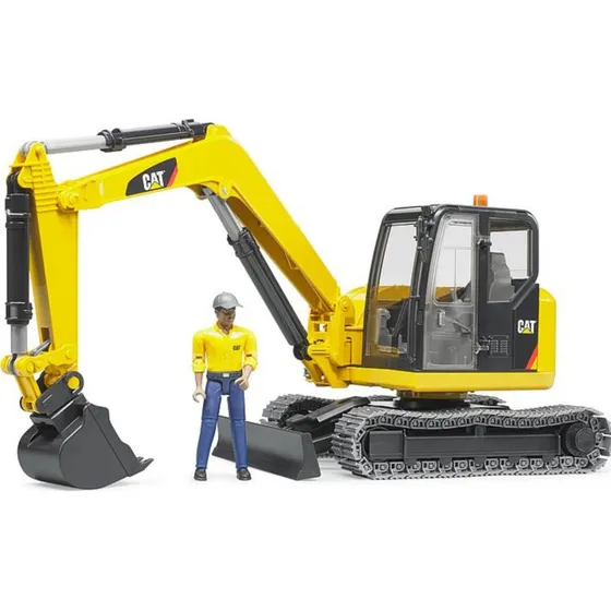 Bruder Mini Pelleteuse Caterpillar avec Figurine