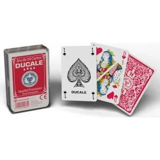 Ducale Jeu de 54 Cartes Rouge - Boîte Plastique