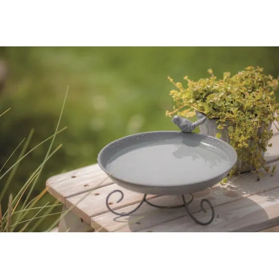 TR Abreuvoir/mangeoire/baignoire métal gris 800 ml Ø22 cm