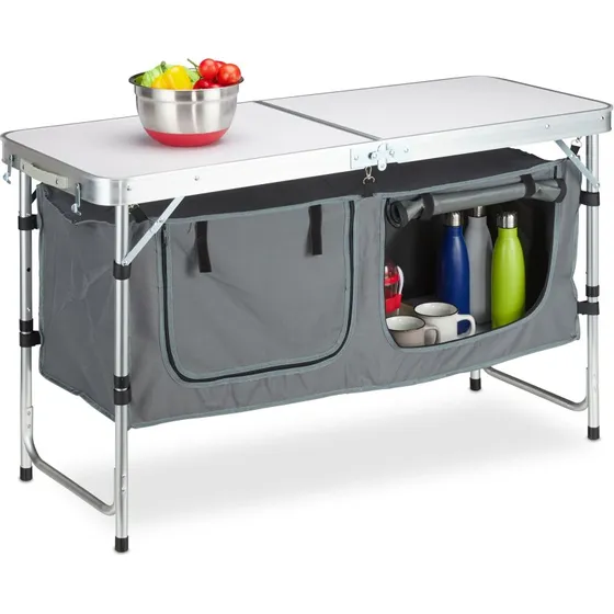 Table camping pliante 120x47 cm avec armoire amovible