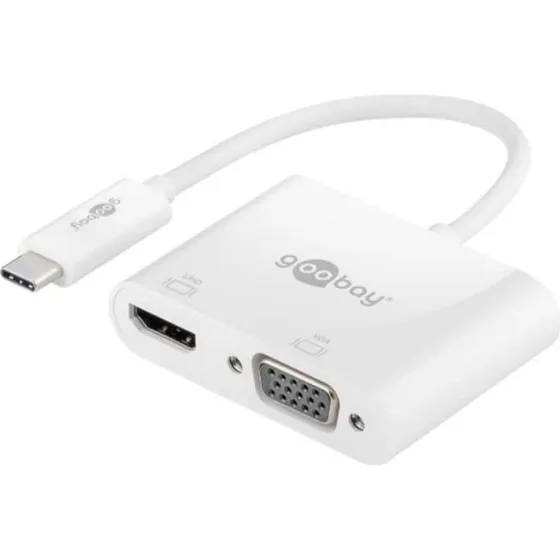 Goobay Adaptateur USB-C HDMI+VGA Blanc
