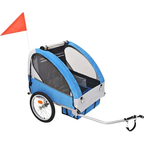 vidaXL Remorque de vélo gris et bleu 30 kg