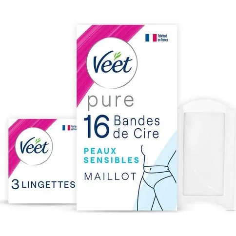 Veet Pure Bandes de Cire Froide Maillot Peaux Sensibles