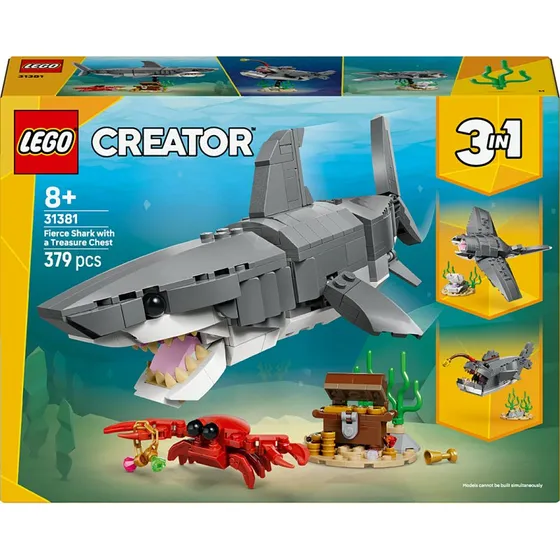 LEGO Creator 3en1 Requin Fier avec Coffre au Trsor 31381