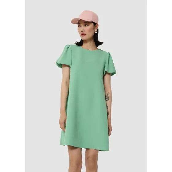 Tara Jarmon Robe Rosalia verte en crêpe fluide