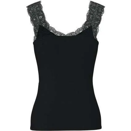 PCBARBERA Débardeur noir moulant en viscose ECOVERO™