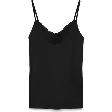 Vero Moda Débardeur Noir en Coton avec Dentelle