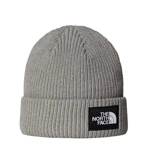 The North Face Bonnet Unisexe TNF Logo Box Cuffed Medium Grey Heather