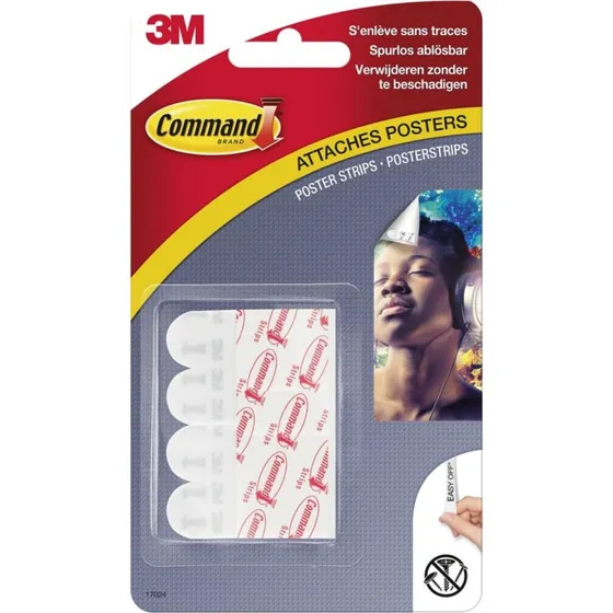 3M Command Bandes pour Affiches, 12 Unités, Blanches