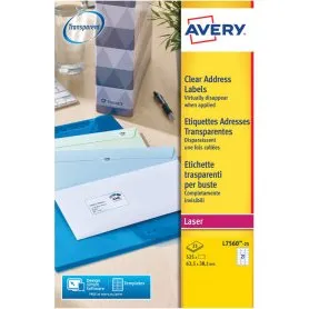 Avery L7563-25 Étiquettes Transparentes 99,1 x 38,1 mm