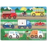 Melissa & Doug - Puzzle en bois à boutons 8 pièces Véhicules