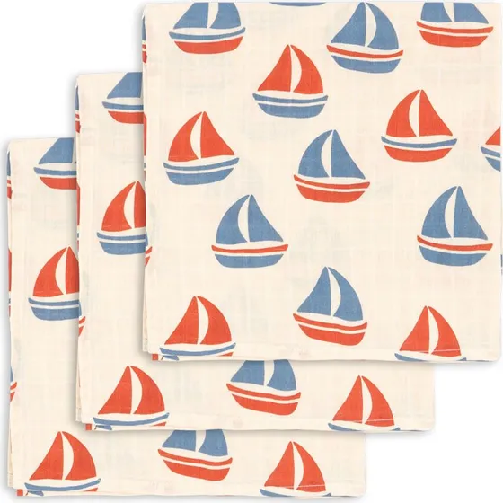 Konges Sløjd Carrés de mousseline Ahoy 65x65 cm - 3 Pack