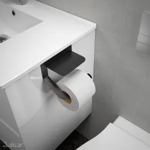 SALGAR Porte-rouleau Minimal noir avec couvercle