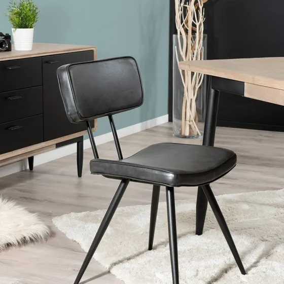 AUGUSTIN JAMES Tuja - Lot de 2 chaises noires capitonnées