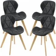 Lot de 4 chaises similicuir noir 81x57x49 cm