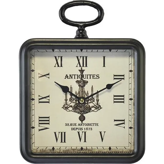 Horloge Carrée Métal Noir 20x26cm