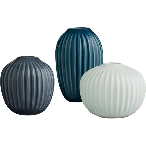 Kähler Hammershøi Mini Vase Set de 3 pc Vert/Bleu/Indigo