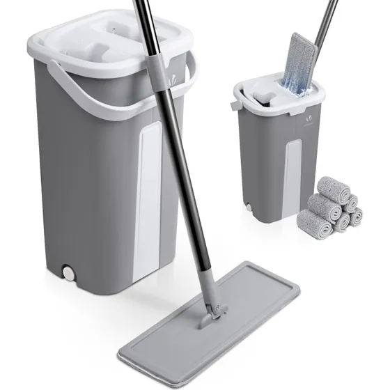 Vounot Balai Microfibre 2 en 1 Gris avec 6 Serpillires Rutilisables