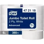 Tork Advanced Papier Toilette Jumbo 2 plis Blanc 380 m - 6 rouleaux