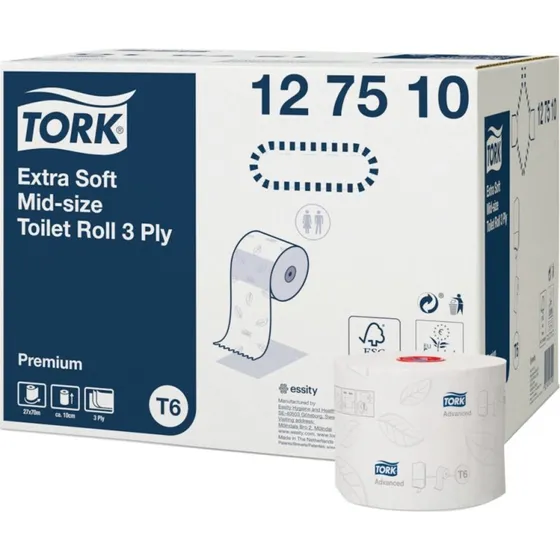 Tork Papier Toilette Premium Midi T6 3 plis Blanc 70 m, 27 rouleaux
