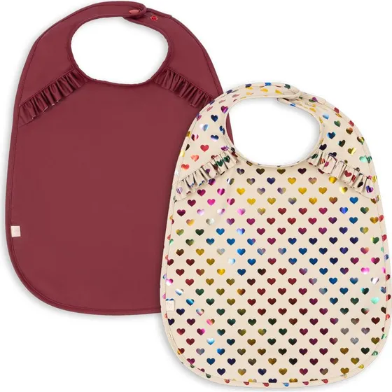 Konges Slojd - Lot de 2 bavoirs Coeur Glitter / Sangria