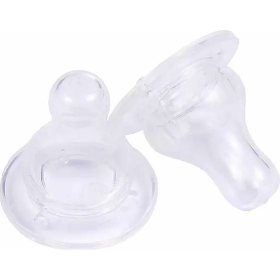Lot de 2 Tétines Col Large Transparent Silicone