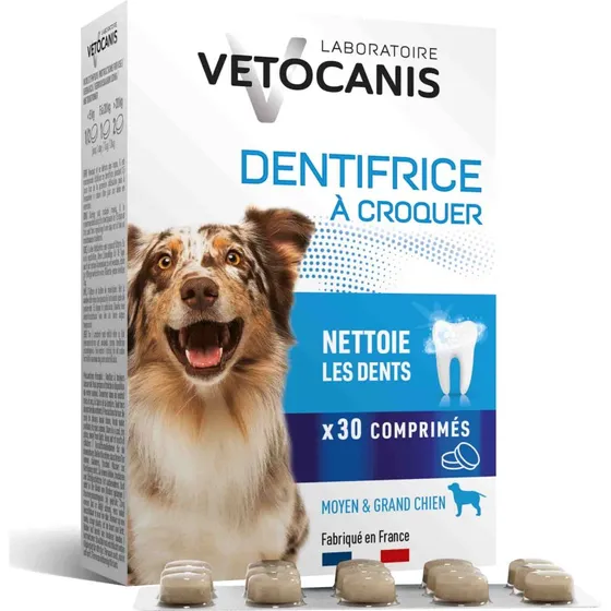 VETOCANIS Dentifrice à croquer anti-tartre pour chien - 30 comprimés