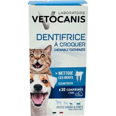 Vetocanis Dentifrice à Croquer 30 Comprimés Chat/Chien