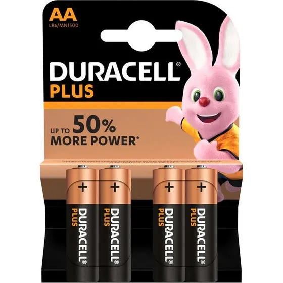 Duracell Piles Alcalines Plus AA LR6 1.5V (4 pièces)