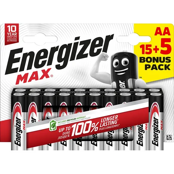 Energizer Max AA LR06, 20 piles